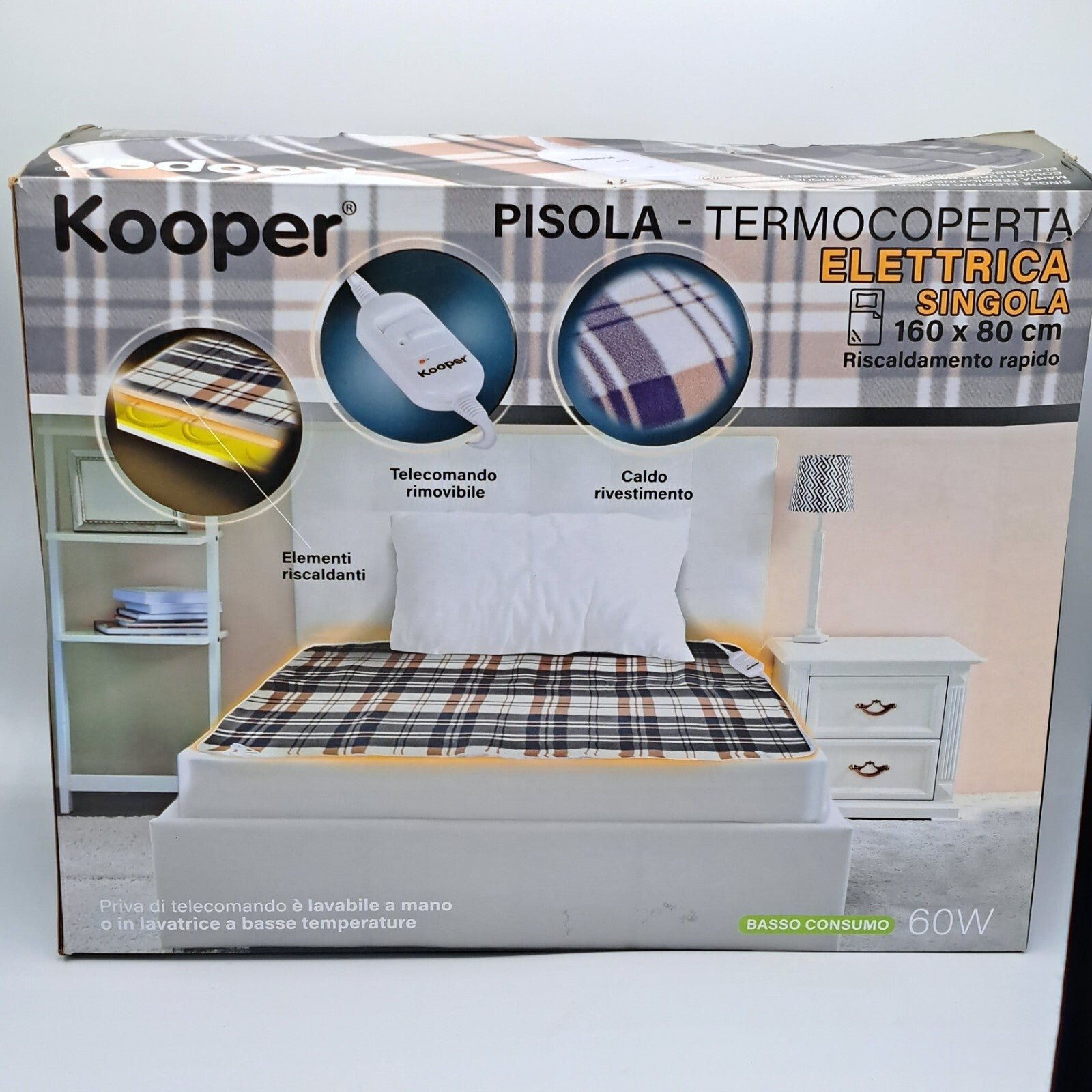 Kooper Heizdecke 160x80 cm 2 Stufen mit Fernbedienung Wärmedecke