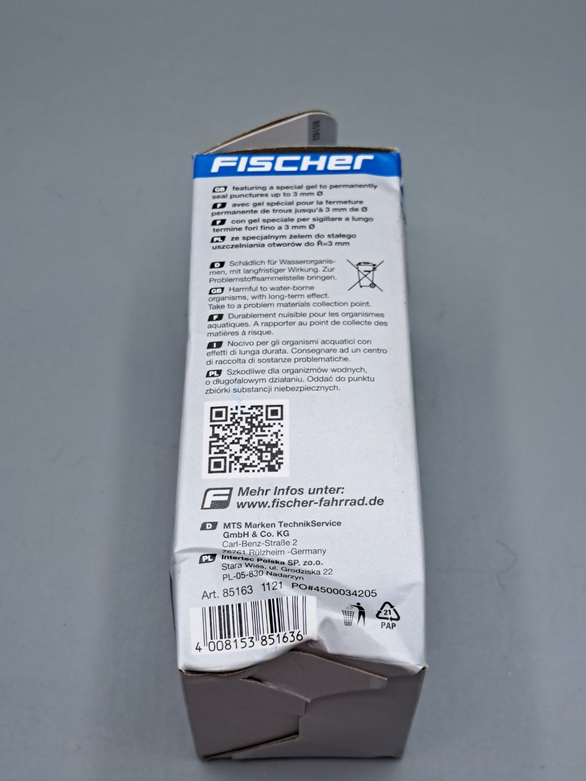 Fischer Fahrradschlauch Pannenstopp 26 sv breit