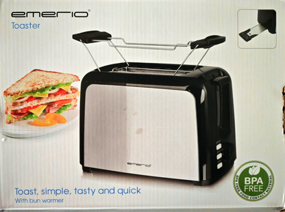 Emerio TO-123924 Toaster 2 Scheiben Edelstahl Auftaufunktion 750W Küche C3G