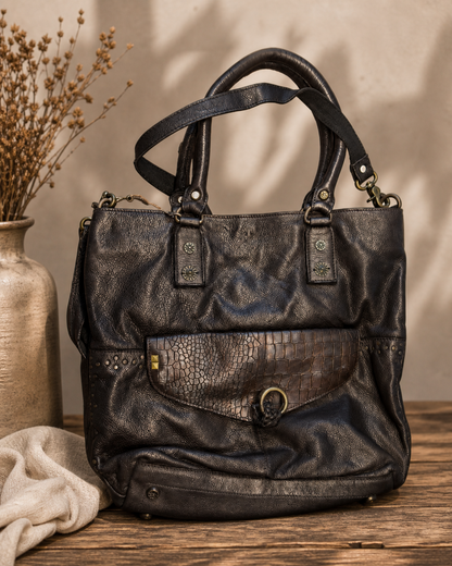 DESIDERIUS Damen Ledertasche Braun Echtleder Handtasche Schultertasche H3