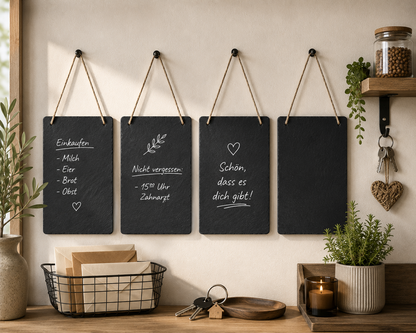 Navaris Schiefer Kreidetafel 4er Set 25x15cm Hängeschild Kreidetafeln Kreide F5