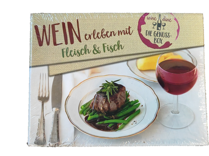 Wine & Dine Genuss-Box Fleisch & Fisch 50 Rezeptkarten Wein Rezepte Geschenk