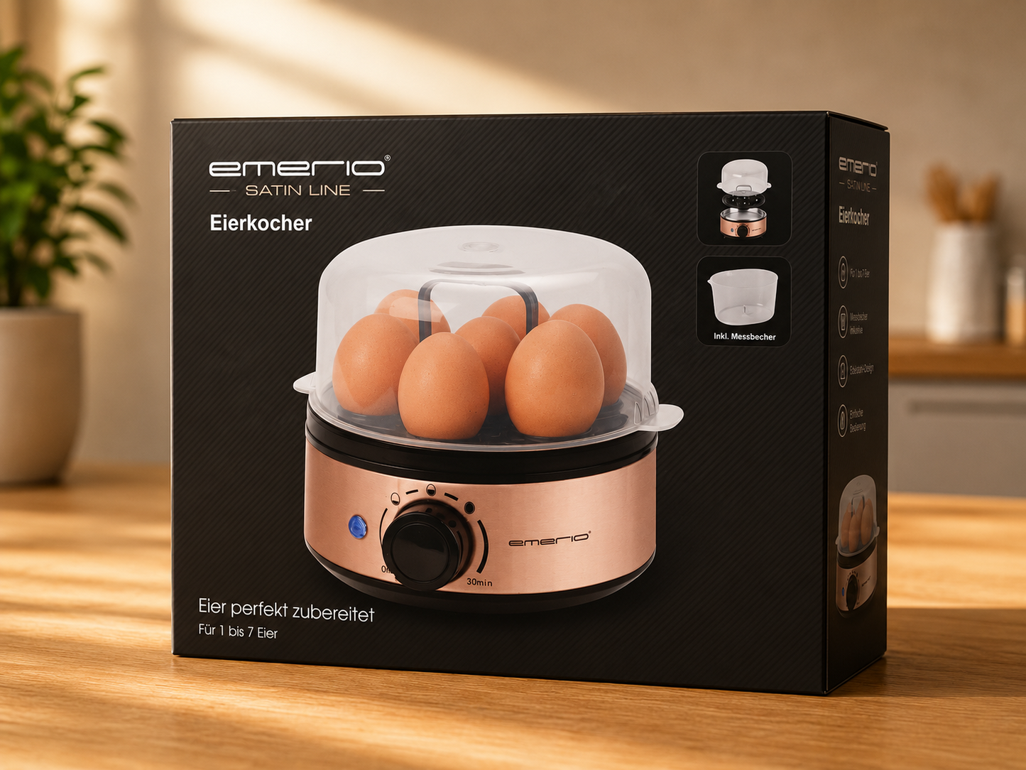 EMERIO EB-130299.3 Eierkocher 1-7 Eier 400W Edelstahl Timer Signalton B04