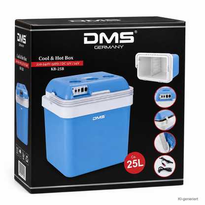 DMS KB-25B Kühlbox 25L Elektrisch Kühl Warmhaltebox 12V 24V 230V Auto HOA32