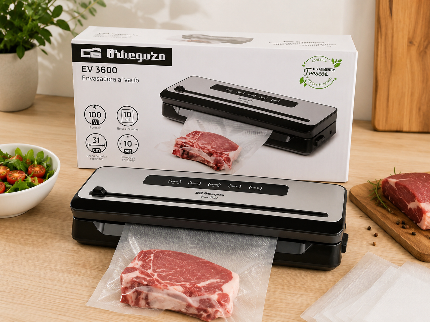 Orbegozo EV3600 Vakuumiergerät 100W Folienschweißgerät Vakuumierer Küche HO-A5