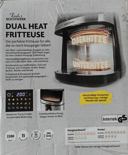 Rachs Kochwerk Dual Heißluftfritteuse 4L 1400W Airfryer Ober Unterhitze HA22