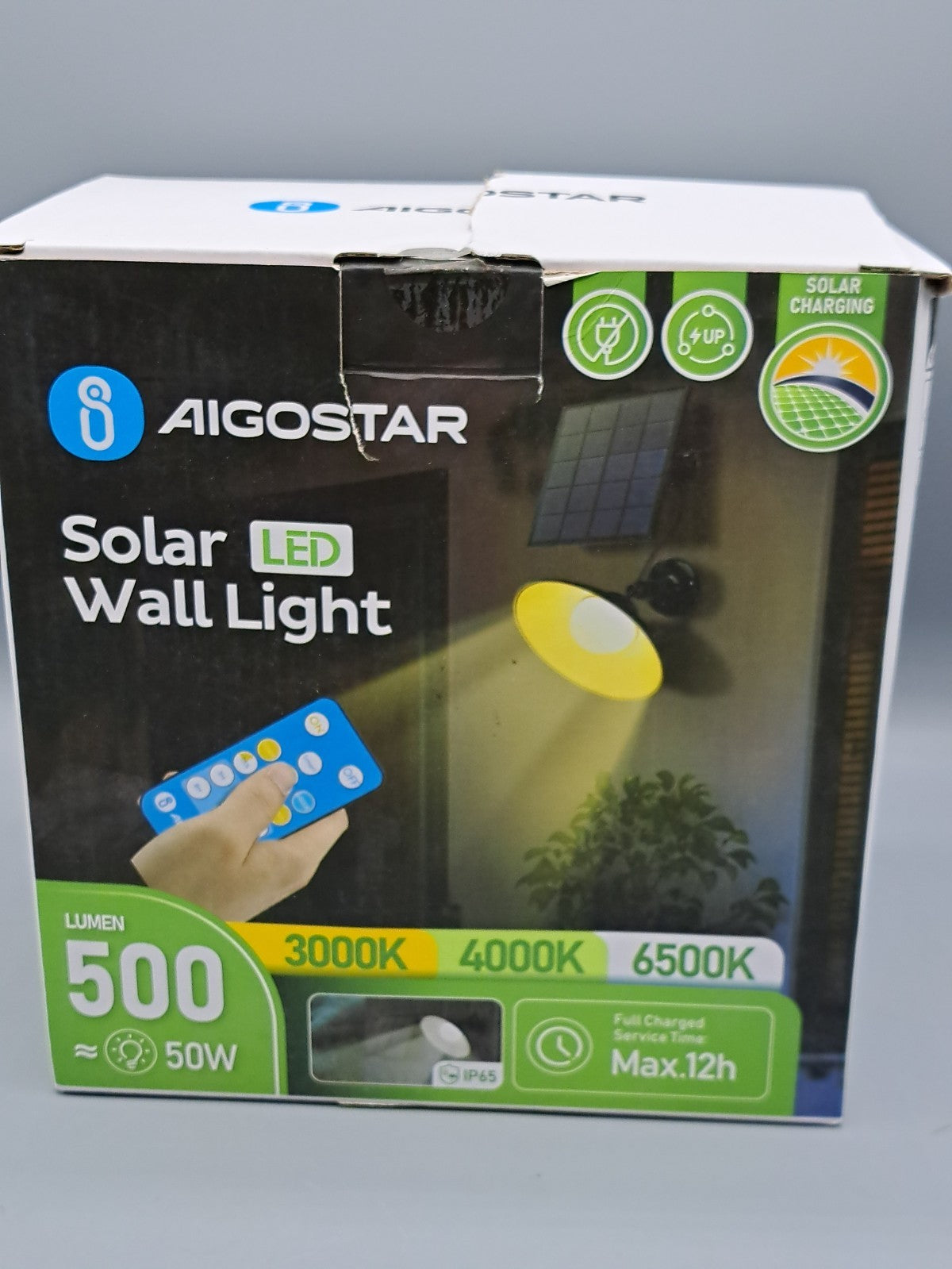 Aigostar Solar LED Wall Light 500 Lumen, 50W
