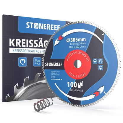 STONE REEF Kreissägeblatt 305x30mm 100 Zähne HM Holz Alu Kunststoff Kappsäge