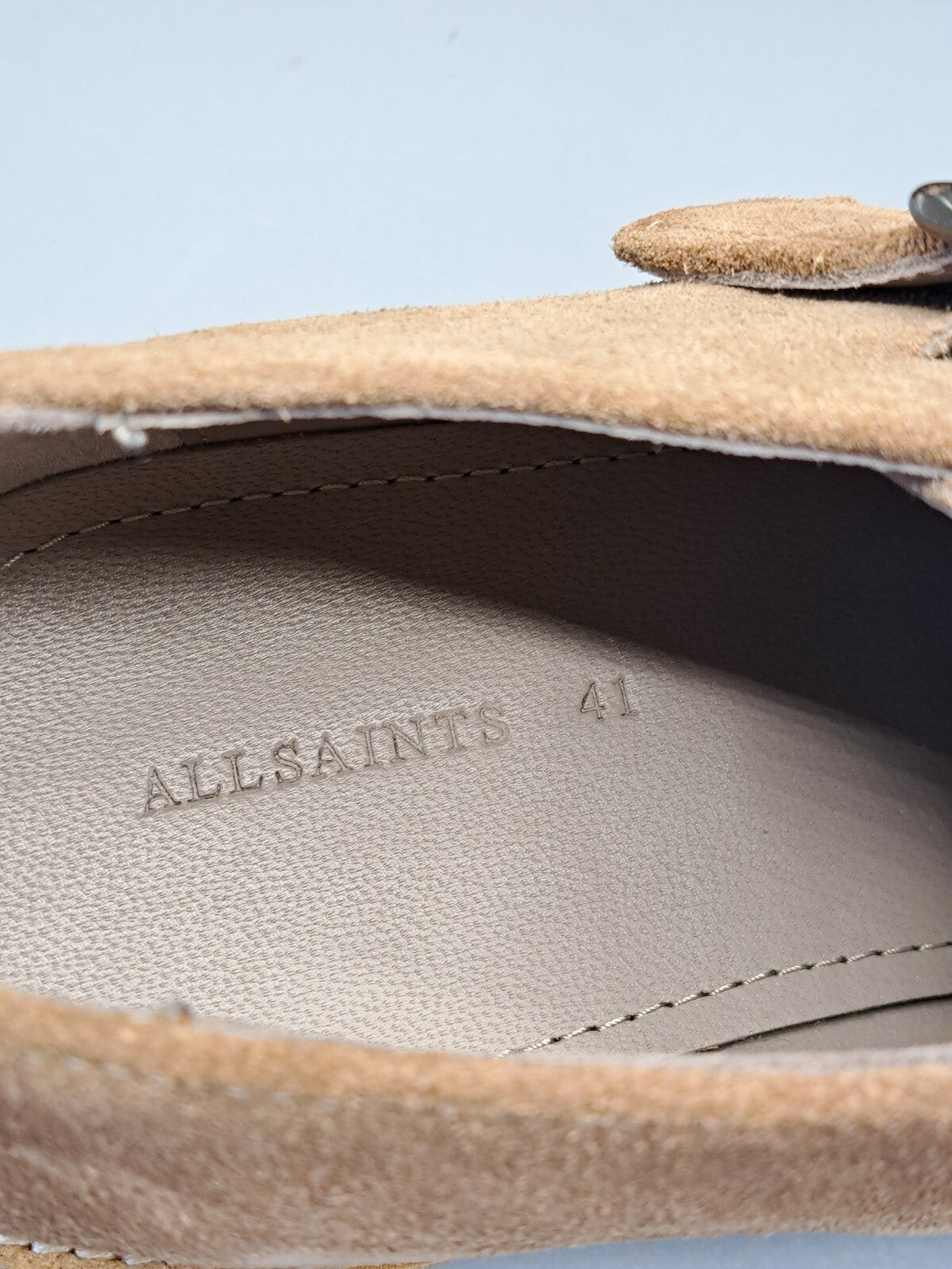 AllSaints Rollin Monk Strap Herren Schuhe Wildleder Taupe Schnalle Gr. 41 G1