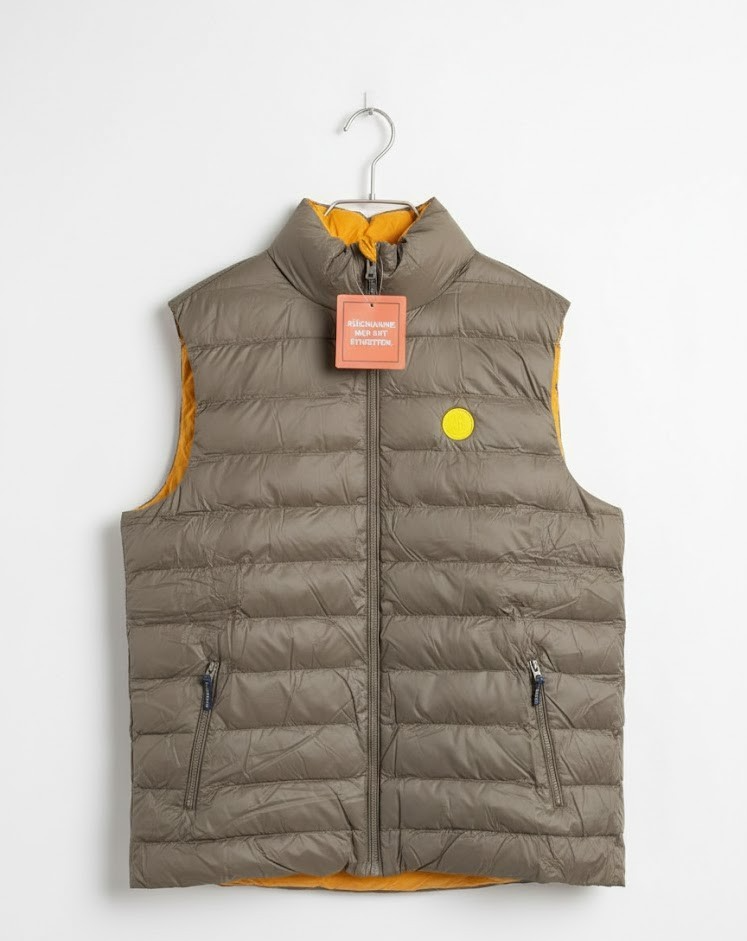 Strandfein Menswear Wendeweste gesteppt Khaki/Orange Herren Gr. 54