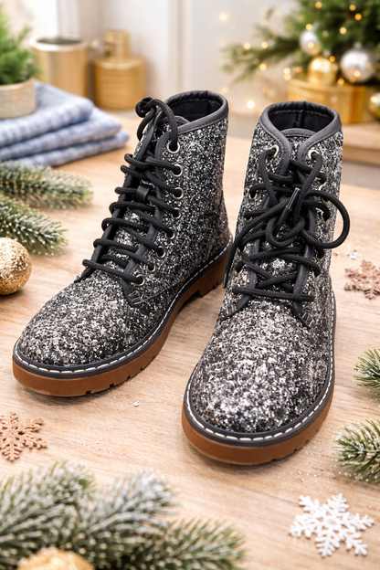 Fritzi aus Preußen Nella Damen Boots Glitter Graphit Schnürstiefel Gr. 36 G1