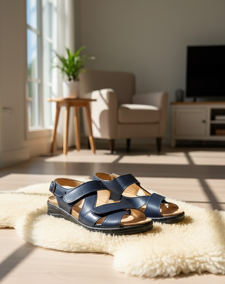 VITAFORM Damen Sandalette Echtleder Marine Klettverschluss Größe 42 ✅