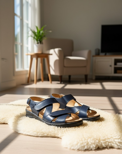 VITAFORM Damen Sandalette Echtleder Marine Klettverschluss Größe 42 ✅