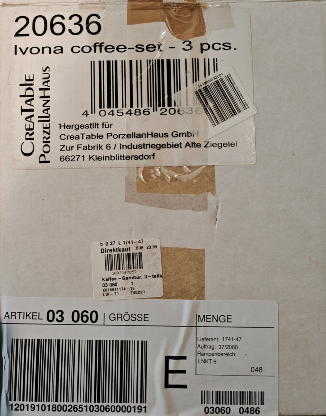 CreaTable Ivona Kaffeeservice 3-teilig Maiglöckchen Porzellan Kaffeekanne HA18