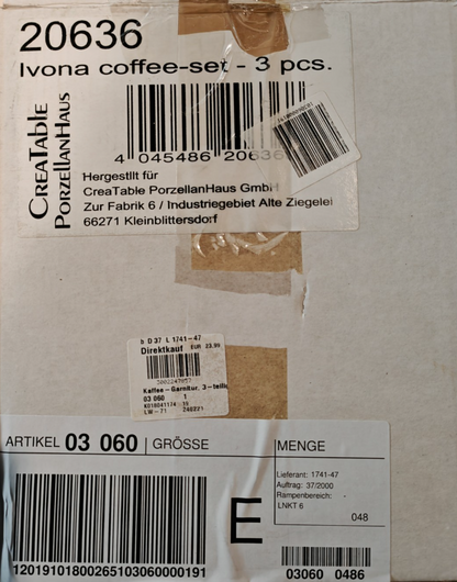 CreaTable Ivona Kaffeeservice 3-teilig Maiglöckchen Porzellan Kaffeekanne HA18