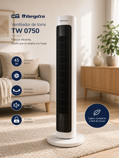 Orbegozo TW0750 Ventilator Tisch Stand 2in1 Sommer Kühlventilator leise