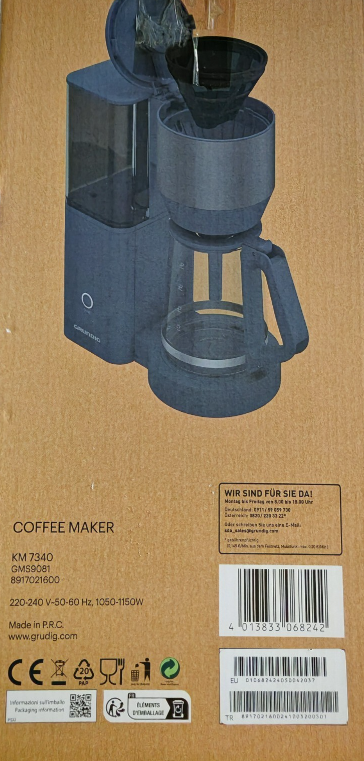 GRUNDIG KM7340 Filterkaffeemaschine 1,25L 10 Tassen 1150W Aromawahl B05