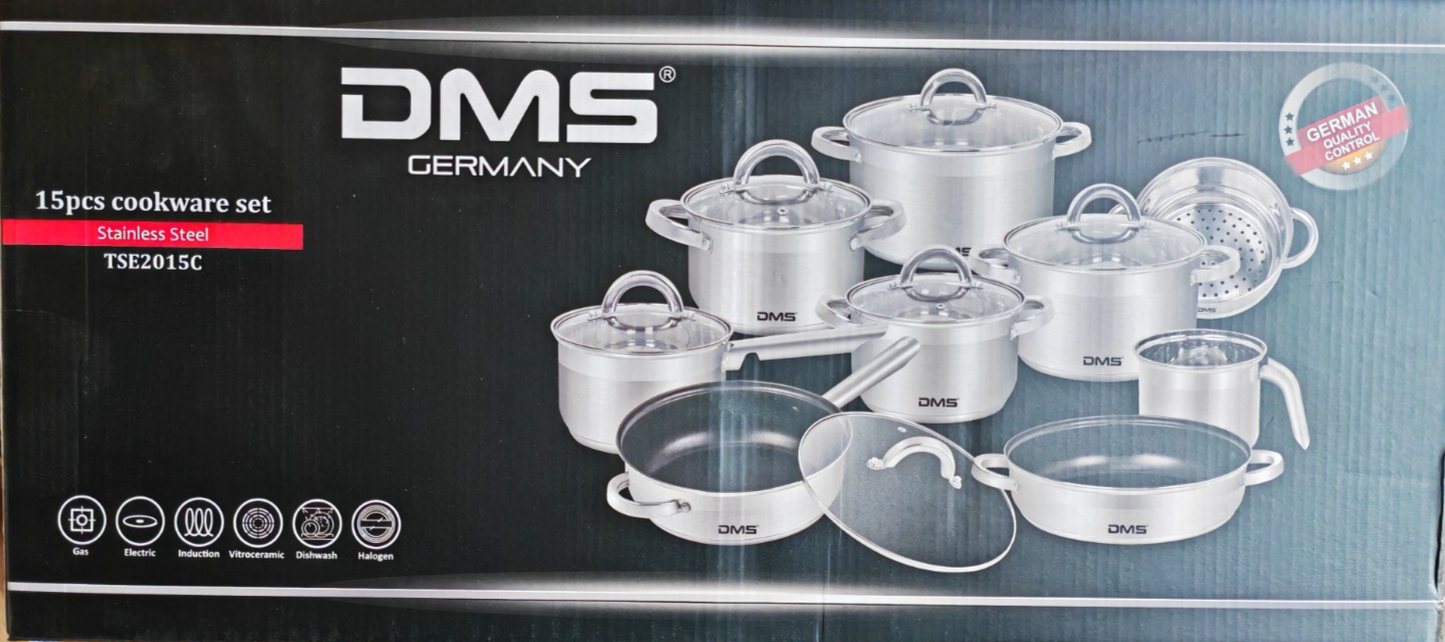 DMS TSE2015C 15-Teilig Topfset mit Glasdeckel