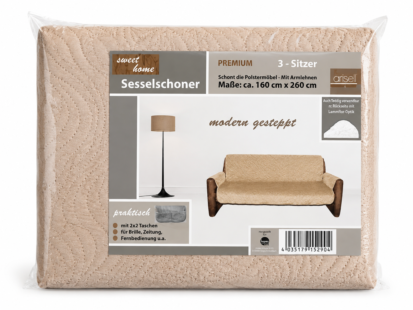 Sweet Home Sesselschoner 3-Sitzer 160x260 cm Beige Sofaschoner Couchschutz  E5