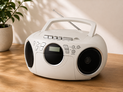 Dual P70 Kassettenradio CD Player UKW Boombox Stereo tragbar Weiß C02