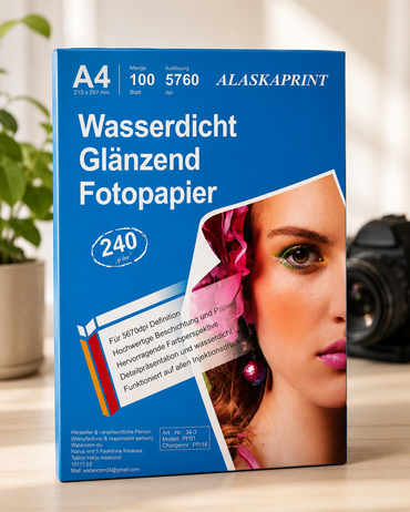 100 Blatt Fotopapier A4 240g Hochglanz Tintenstrahldrucker wasserfest D09