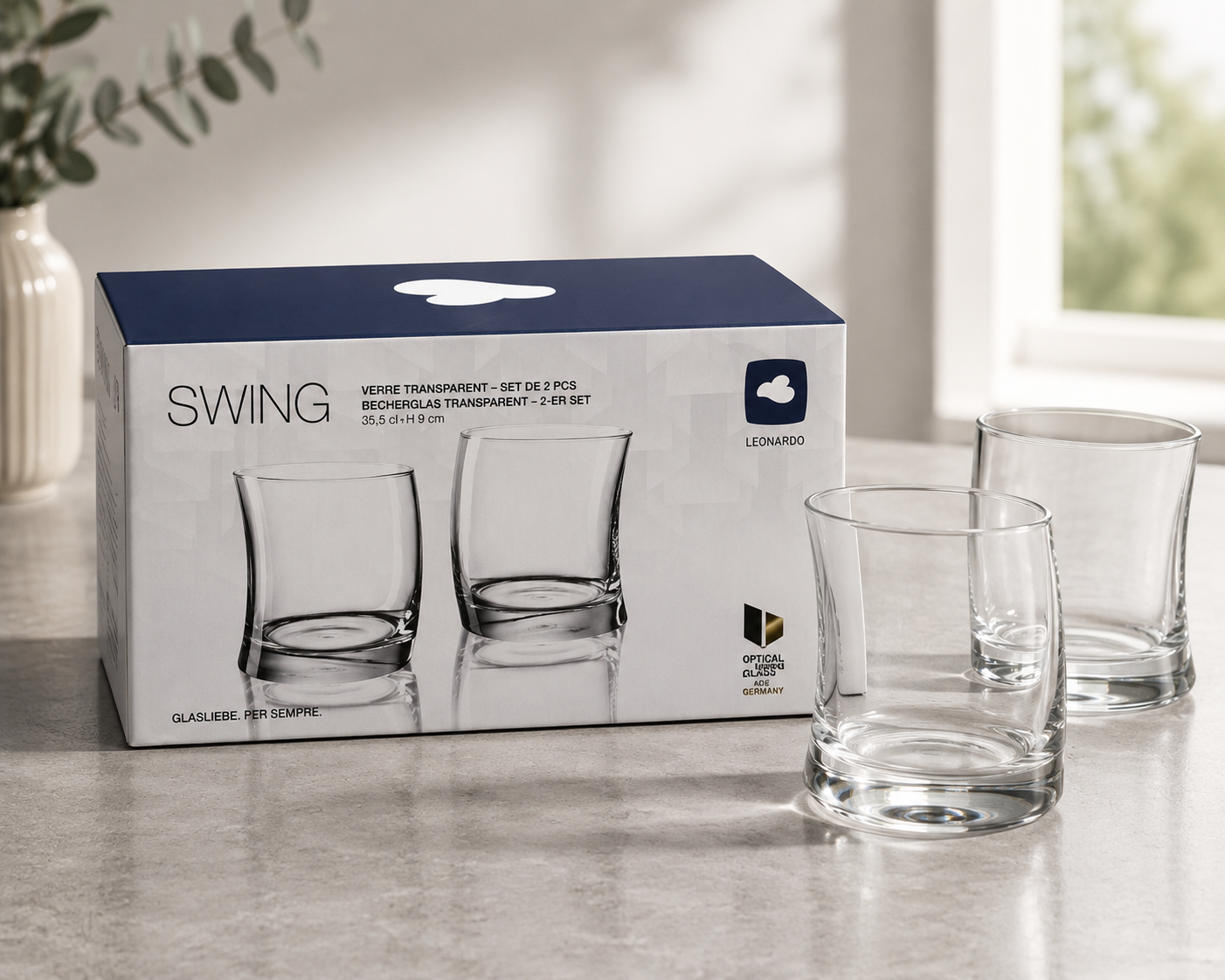 Leonardo SWING 2er Set Gläser 35,5cl Trinkgläser klar transparent Glas