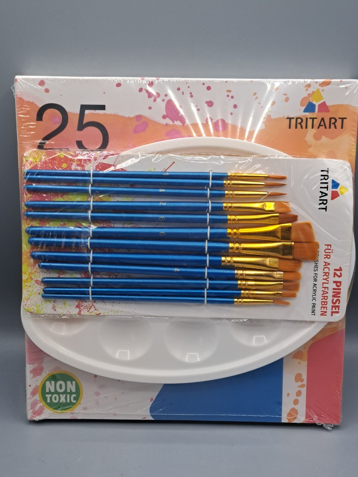 Tritart Acryl-Farben-Set HOCHWERTIG | Malfarben Tuben 25 x 12ml mit 12 Pinsel