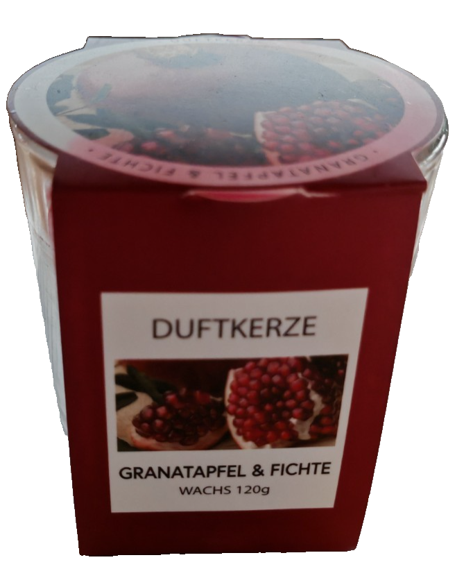 Duftkerze Granatapfel & Fichte 120g Kerze im Glas Raumduft Winter Weihnachten E6