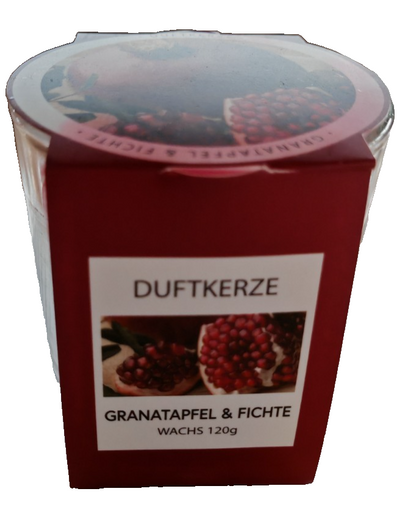 Duftkerze Granatapfel & Fichte 120g Kerze im Glas Raumduft Winter Weihnachten E6