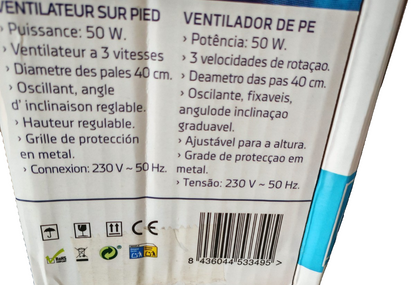 Orbegozo SF0147 Standventilator 50W 40cm 3 Stufen höhenverstellbar Weiß HO-A14