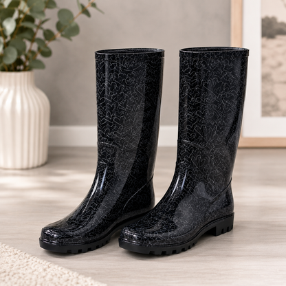 Sorbetto Accessori Stivale Joy Gummistiefel Herzen Schwarz Gr. 38 Damen