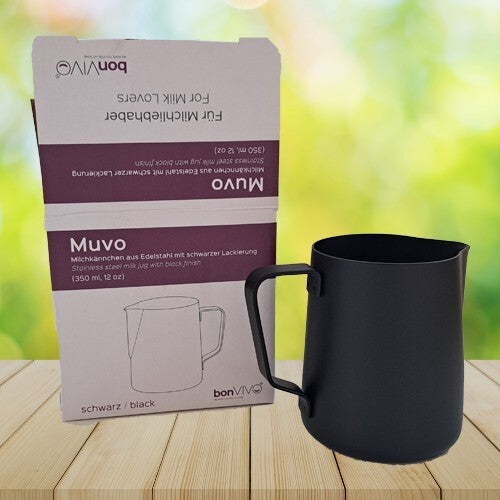 BonVivo Muvo Milchkännchen 350ml Edelstahl | Kaffeezubehör | Barista-Tool | Latt