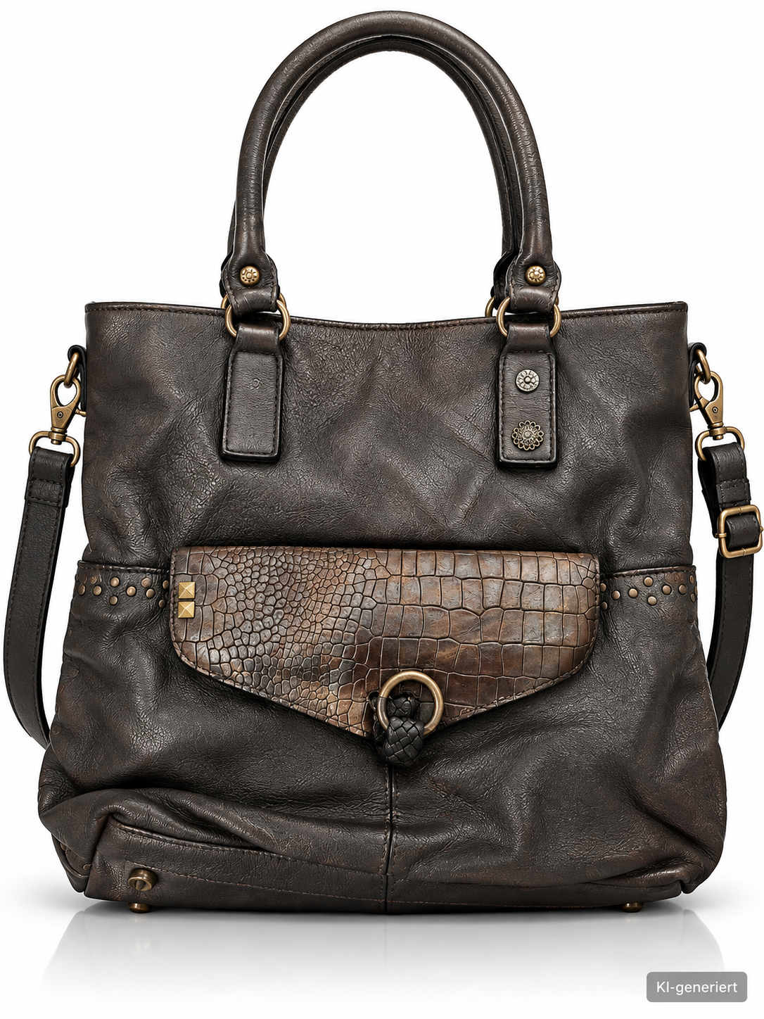Desiderius Adriana Damen Ledertasche Schwarz Rindsleder Handtasche Schulter H3
