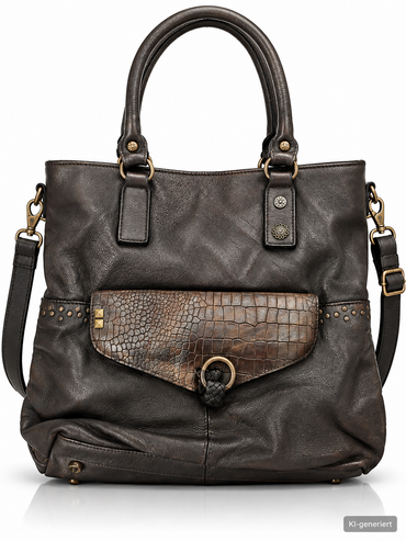 Desiderius Adriana Damen Ledertasche Schwarz Rindsleder Handtasche Schulter H3