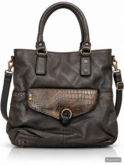 Desiderius Adriana Damen Ledertasche Schwarz Rindsleder Handtasche Schulter H3