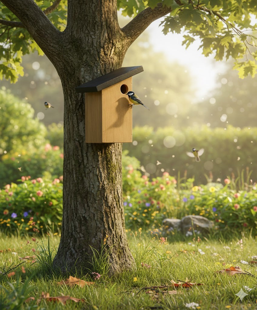 Vogelhaus Holz Vogelhäuschen Garten Deko Futterhaus Wildvögel Natur