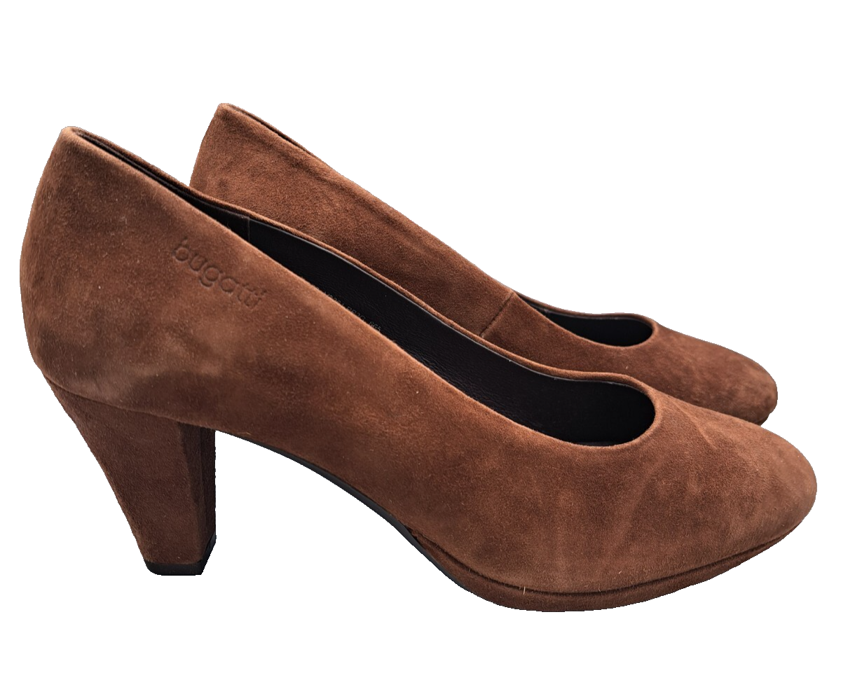 bugatti Damen Pumps Gr. 38 Braun Veloursoptik Blockabsatz Genial Insole  G2