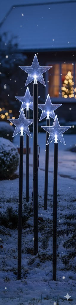 Deco Lux LED Garten-Leuchtstäbe mit Acrylstern – kaltweiß, IP44, Neu