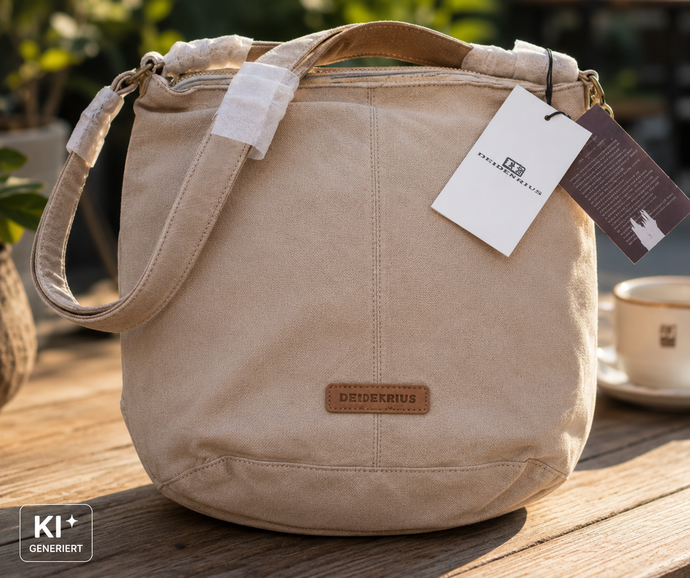 Desiderius Basic Maide Handtasche Taupe Echtleder Damen Ledertasche Schulter H2