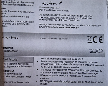VisorTech Sicherheits-Türgriff, 6-stelliger Code & Transponder, DIN rechts