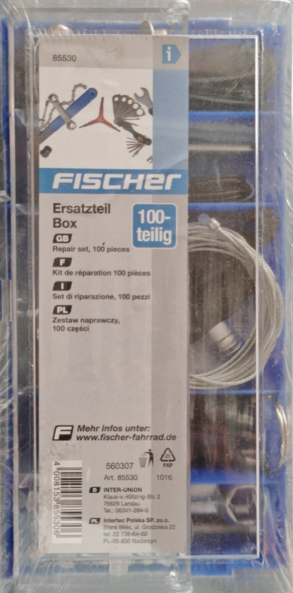 FISCHER Fahrrad Ersatzteil Box 100-teilig Reparaturset Zubehör 85530 E4