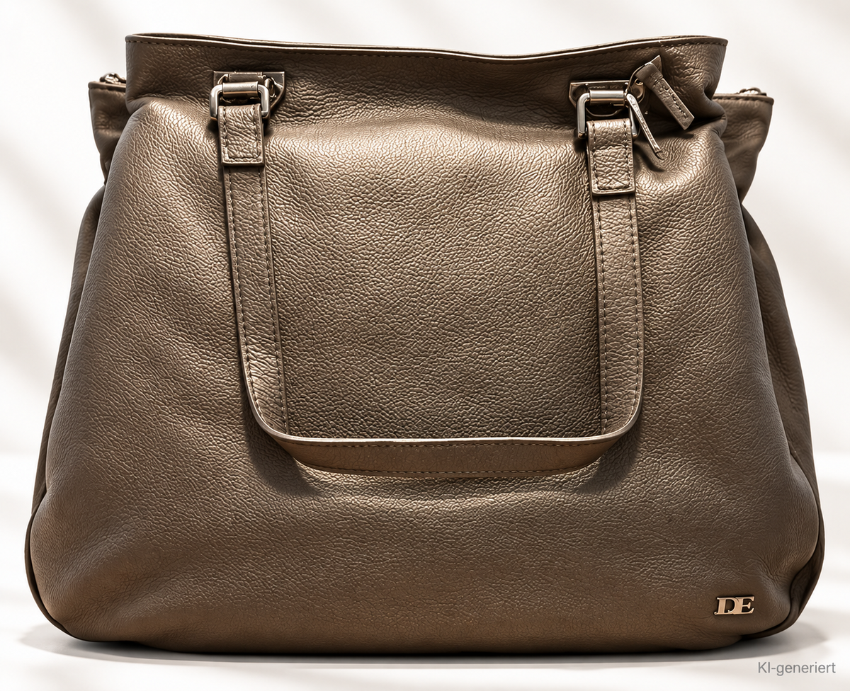 DESIDERIUS Bendine Damen Ledertasche Taupe Rindsleder Wildleder Schulter H3