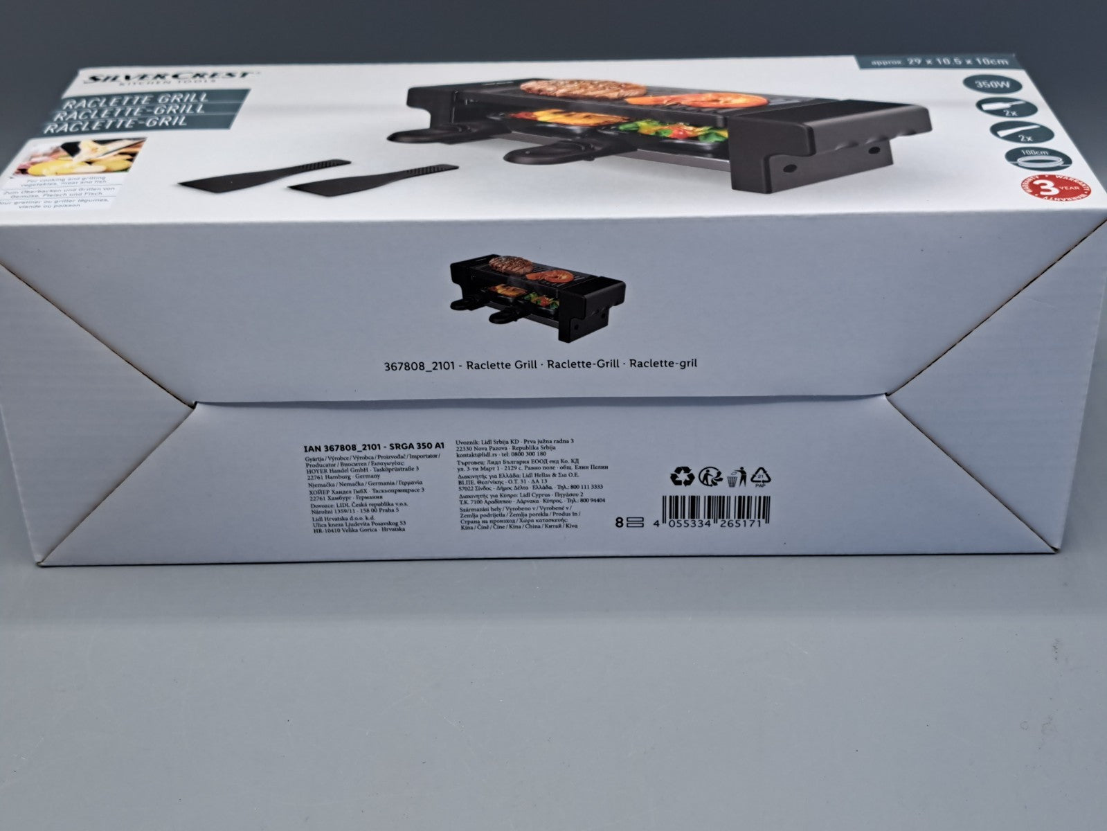 SilverCrest Raclette Grill Tischgrill 2 Personen 2 Pfännchen 2 Spatel B3
