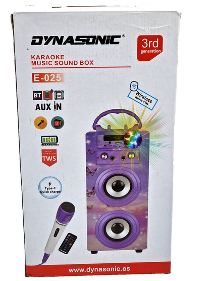 Dynasonic E-025 Karaoke Lautsprecher Bluetooth Mikrofon Akku USB SD FM TWS HA24