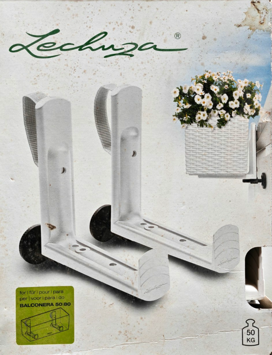 LECHUZA BALCONERA Balkonkastenhalter 2er Set Weiß bis 50kg Original Halter A9