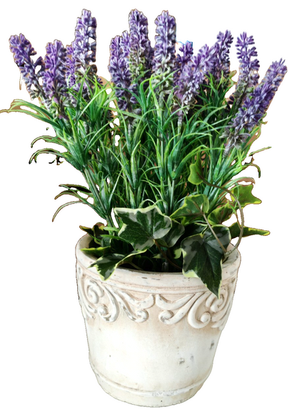 Kunstlavendel im Topf ca. 33 cm Lavendel Kunstpflanze Lila mit Efeu Landhaus C4
