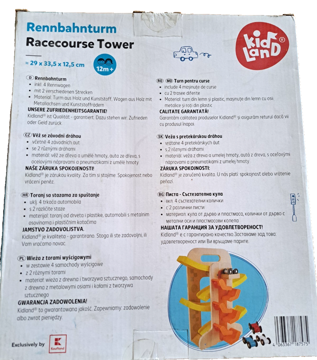 Kidland Rennbahn Turm, 4 Rennwagen, 29x33,5x12,5