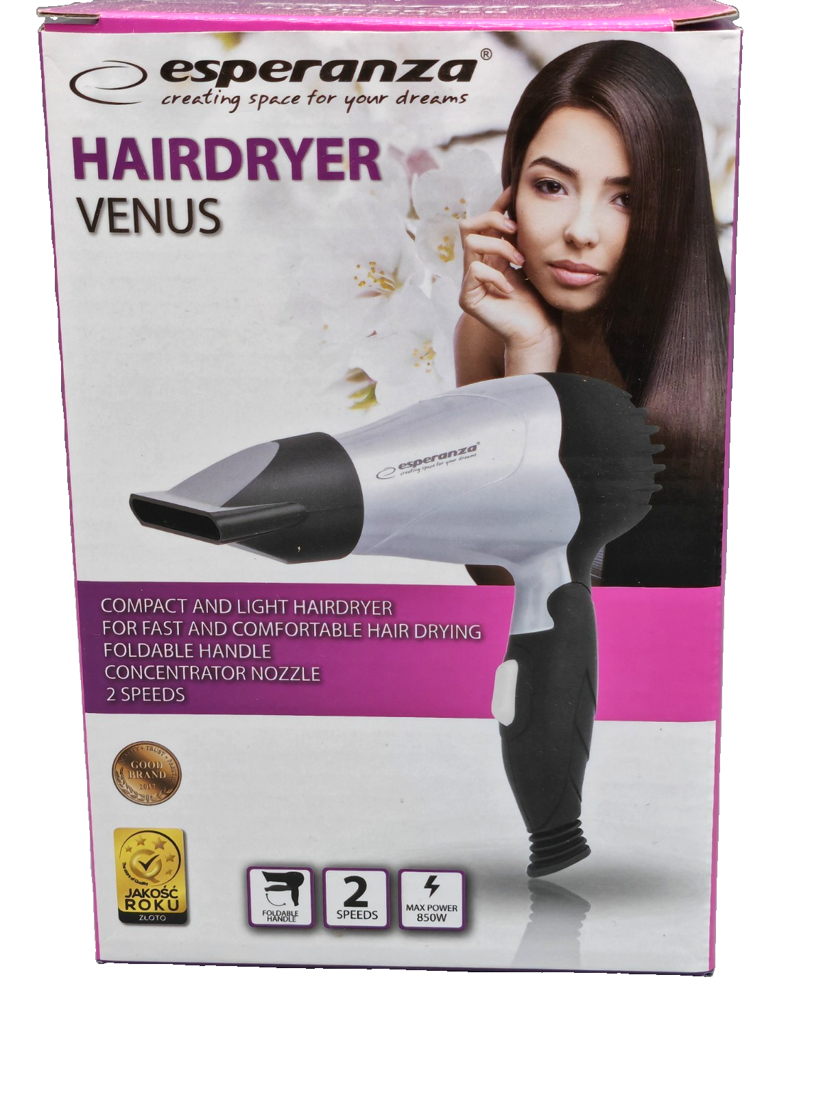 Esperanza Venus Haartrockner 850W Föhn Reiseföhn Klappgriff 2 Stufen EBH002S C1