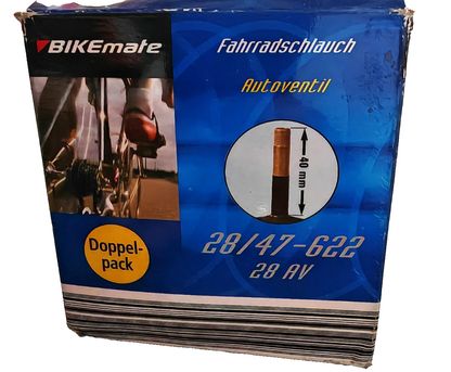 Bikemate Fahrradschlauch 28 Zoll Doppelpack 28/47-622 AV Autoventil 2er Set E4