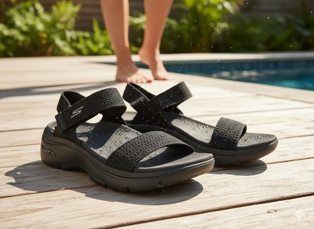 Skechers Go Walk Arch Fit Sandalen Gr. 37 Schwarz | Annie | Super Bequem